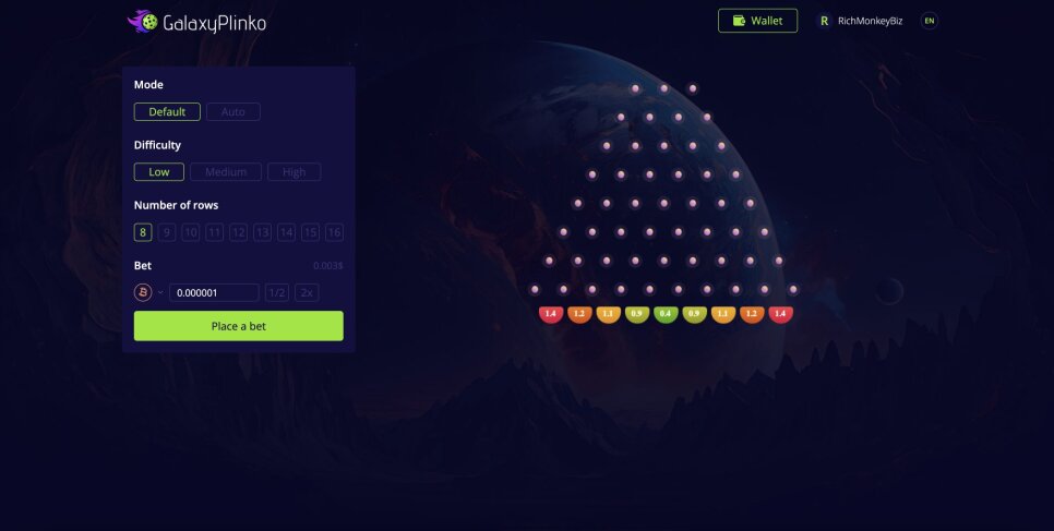 Hashblast.co - We are pleased to present our new game Galaxy Plinko!