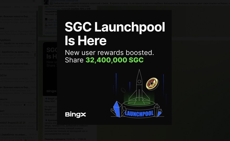 Launchpool SG Coin (SGC) on BingX: USDT and BTC Staking